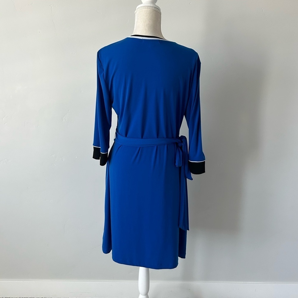 Ellen Tracy Blue Wrap Dress - Picture 3 of 12